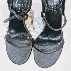 Gucci Heels Silver Satin 5.5m